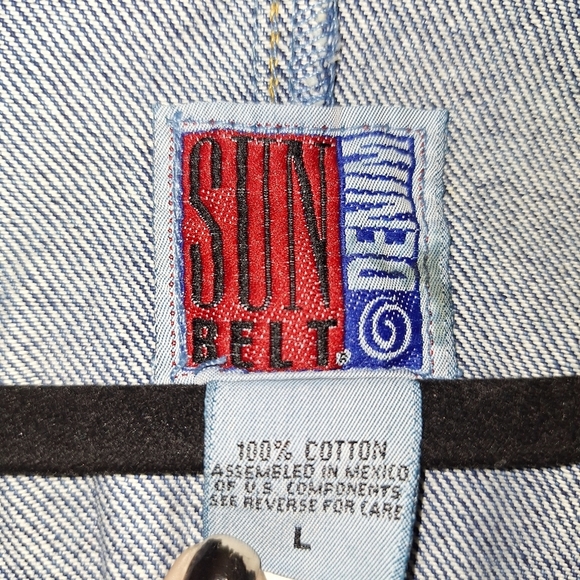 Vtg Sun Belt Denim Collared Hand Painted Women's  L Made in USA One Button - Picture 4 of 10